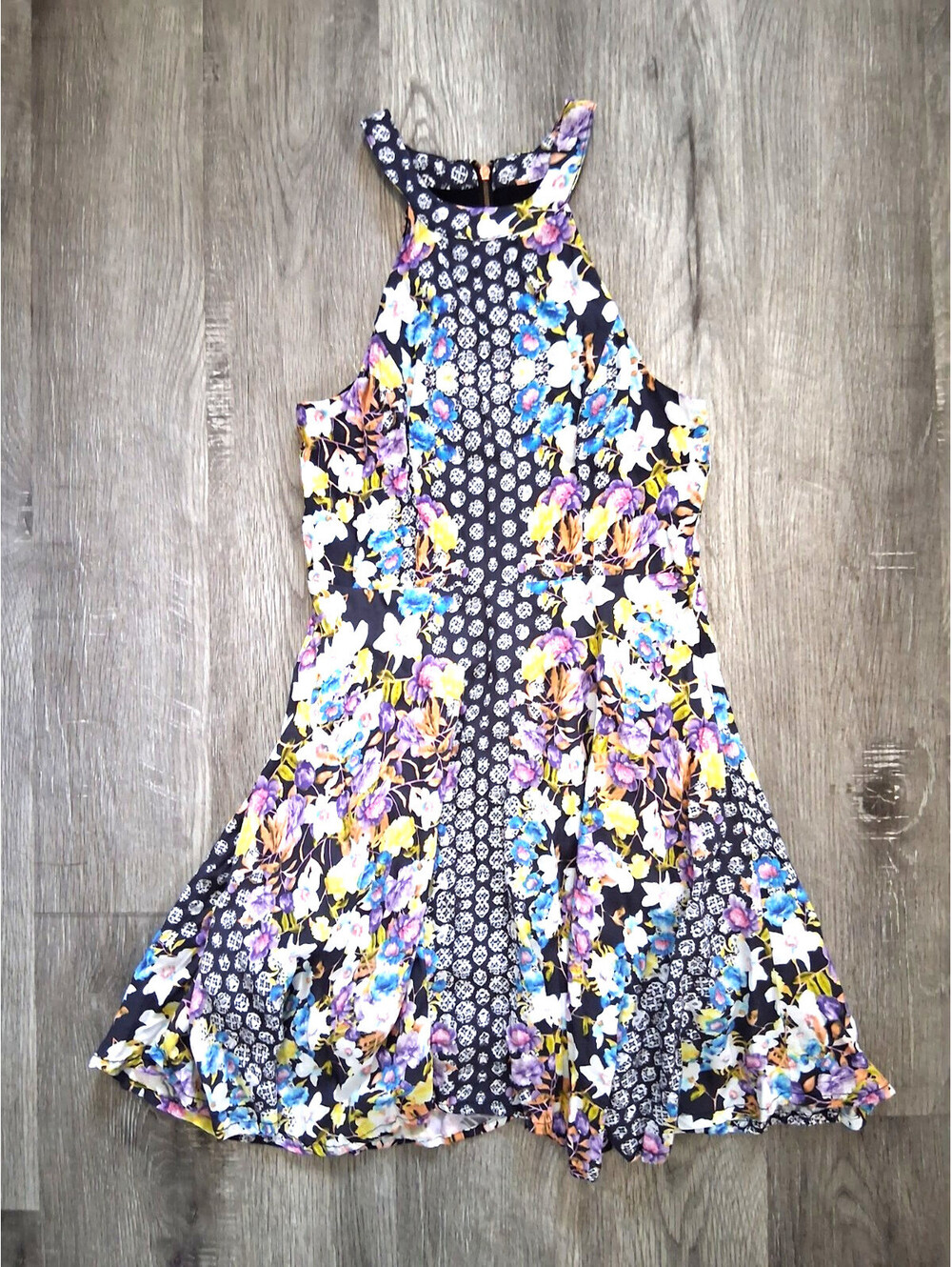MINKPINK Woman's Size 00, XXS Multicolored Mixed Print Floral Halter Mini Dress